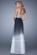 Picture of: Long Ombre Chiffon Dress with Beading and Belt in Black, Style: 21074, Back Picture