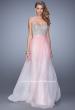 Picture of: Long Ombre Chiffon Dress with Beading and Belt in Pink, Style: 21074, Detail Picture 1