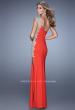 Picture of: One Shoulder Prom Gown with Metallic Embroidery in Red, Style: 21076, Back Picture
