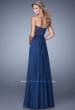 Picture of: Chiffon Prom Dress with Jeweled Lace Overlay in Blue, Style: 21079, Back Picture