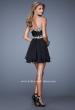 Picture of: Fun Cocktail Dress with Tiered Skirt and Ruched Bodice in Black, Style: 21081, Back Picture