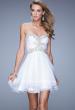 Picture of: Fun Cocktail Dress with Tiered Skirt and Ruched Bodice in White, Style: 21081, Detail Picture 2