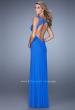 Picture of: Embellished Long Prom Gown with Ruched Bodice in Blue, Style: 21084, Back Picture
