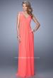 Picture of: Embellished Long Prom Gown with Ruched Bodice in Coral, Style: 21084, Detail Picture 2