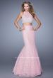 Picture of: Glam Two Piece Halter Lace Dress with Pearl Detail in Pink, Style: 21087, Detail Picture 1