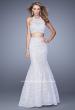 Picture of: Glam Two Piece Halter Lace Dress with Pearl Detail in White, Style: 21087, Detail Picture 2