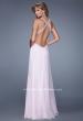 Picture of: Long Halter Prom Dress with Cut Outs and Open Back in Pink, Style: 21090, Back Picture