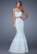 Picture of: Lace Two Piece Prom Dress with Mermaid Skirt in Blue, Style: 21096, Main Picture