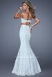 Picture of: Lace Two Piece Prom Dress with Mermaid Skirt in Blue, Style: 21096, Back Picture