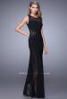 Picture of: Sleeveless Prom Dress with Sheer Neckline and Piping in Black, Style: 21097, Main Picture