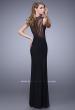 Picture of: Sleeveless Prom Dress with Sheer Neckline and Piping in Black, Style: 21097, Back Picture