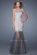 Picture of: Embroidered Sleeveless Dress with Sheer Tulle Skirt in Silver, Style: 21100, Main Picture