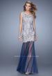 Picture of: Embroidered Sleeveless Dress with Sheer Tulle Skirt in Blue, Style: 21100, Detail Picture 1