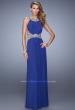 Picture of: Elegant Embroidered Long Gown with Sheer Overlay in Blue, Style: 21101, Detail Picture 2