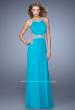 Picture of: Elegant Embroidered Long Gown with Sheer Overlay in Aqua, Style: 21101, Detail Picture 3