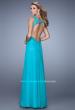 Picture of: Plunging Neck Prom Dress with Sheer :Lace Straps in Aqua, Style: 21102, Back Picture