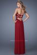 Picture of: Graceful Long Prom Dress with Crisscross Gathered Bodice in Red, Style: 21103, Back Picture