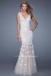 Picture of: Long Lace Prom Dress with Sheer Tulle Skirt and Lace in White, Style: 21105, Main Picture