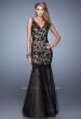 Picture of: Long Lace Prom Dress with Sheer Tulle Skirt and Lace in Black, Style: 21105, Detail Picture 1