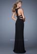 Picture of: Striking Jersey Long Gown with Racer Back and Cut Outs in Black, Style: 21106, Back Picture
