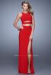 Picture of: Striking Jersey Long Gown with Racer Back and Cut Outs in Red, Style: 21106, Detail Picture 2