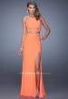 Picture of: Striking Jersey Long Gown with Racer Back and Cut Outs in Orange, Style: 21106, Detail Picture 3