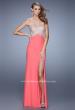 Picture of: Metallic Embroidered Prom Dress with Sheer Back in Coral, Style: 21113, Main Picture