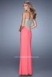 Picture of: Metallic Embroidered Prom Dress with Sheer Back in Coral, Style: 21113, Back Picture