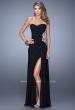 Picture of: Glam Prom Dress with Sheer Cut Outs and Embroidery in Black, Style: 21115, Detail Picture 2