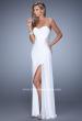 Picture of: Glam Prom Dress with Sheer Cut Outs and Embroidery in White, Style: 21115, Detail Picture 3