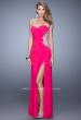 Picture of: Glam Prom Dress with Sheer Cut Outs and Embroidery in Hot Pink, Style: 21115, Detail Picture 4