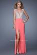 Picture of: Embroidered Dress with Beaded Straps and Open Back in Coral, Style: 21120, Main Picture