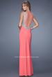 Picture of: Embroidered Dress with Beaded Straps and Open Back in Coral, Style: 21120, Back Picture
