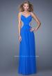 Picture of: Crisscross Gathered Bodice Prom Dress with Beaded Straps in Blue, Style: 21123, Main Picture