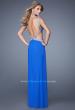 Picture of: Crisscross Gathered Bodice Prom Dress with Beaded Straps in Blue, Style: 21123, Back Picture
