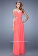 Picture of: Crisscross Gathered Bodice Prom Dress with Beaded Straps in Peach, Style: 21123, Detail Picture 2
