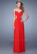 Picture of: Crisscross Gathered Bodice Prom Dress with Beaded Straps in Red, Style: 21123, Detail Picture 3