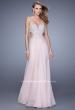 Picture of: Pretty Chiffon Prom Dress with Pearls and Rhinestones in Pink, Style: 21128, Detail Picture 2