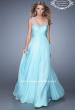 Picture of: Long Chiffon Prom Gown with Sheer Embroidered Straps in Aqua, Style: 21130, Main Picture