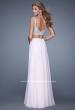 Picture of: Beaded Top Ling Two Piece Prom Dress with Beaded Waist in White, Style: 21135, Back Picture