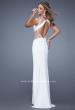 Picture of: Elegant Fitted Prom Dress with V Neck and Side Slit in White, Style: 21140, Back Picture
