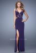 Picture of: Elegant Fitted Prom Dress with V Neck and Side Slit in Purple, Style: 21140, Detail Picture 2