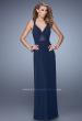 Picture of: Simple Long Jersey Prom Dress with Crisscross Straps in Navy, Style: 21143, Main Picture