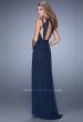 Picture of: Simple Long Jersey Prom Dress with Crisscross Straps in Navy, Style: 21143, Back Picture
