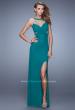 Picture of: Long Prom Gown with Ruched Bodice and Open Back in Green, Style: 21144, Detail Picture 1