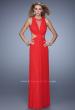 Picture of: High Scoop Neck Long Prom Dress with Side Cut Outs in Red, Style: 21146, Main Picture
