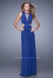 Picture of: High Scoop Neck Long Prom Dress with Side Cut Outs in Blue, Style: 21146, Detail Picture 2