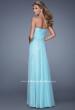Picture of: Long Chiffon Gown with Know Detail and Sequin Underlay in Mint, Style: 21148, Back Picture