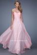 Picture of: Long Chiffon Gown with Know Detail and Sequin Underlay in Pink, Style: 21148, Detail Picture 1