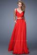 Picture of: Long Two Piece Prom Dress with Iridescent Straps in Red, Style: 21152, Main Picture